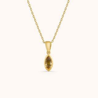 Necklace in gold-plated sterling silver with champagne yellow Diaspore, front view