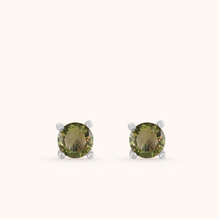 Earring in sterling silver with champagne yellow Diaspore, side view