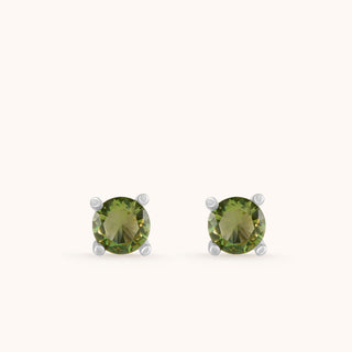 Earring in sterling silver with kiwi green Diaspore, side view