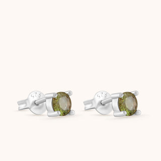 Earring in sterling silver with champagne yellow Diaspore, side view