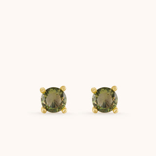 Earring in gold-plated sterling silver with champagne yellow Diaspore, side view