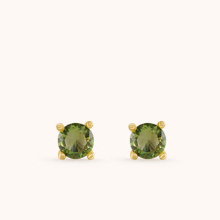 Earring in gold-plated sterling silver with kiwi green Diaspore, side view