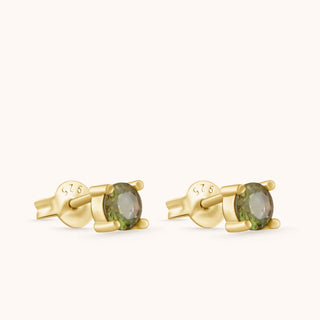 Earring in gold-plated sterling silver with champagne yellow Diaspore, side view
