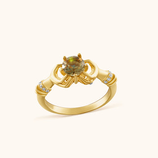 Ring in gold-plated sterling silver with champagne yellow Diaspore, side view