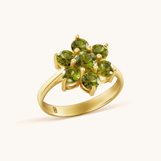 Ring in gold-plated sterling silver with kiwi green Diaspore, side view