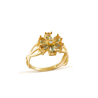 Ring in gold-plated sterling silver with champagne yellow Diaspore, side view