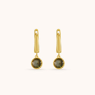 Earring in gold-plated sterling silver with champagne yellow Diaspore, side view