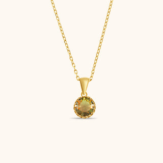 Necklace in gold-plated sterling silver with champagne yellow Diaspore, front view