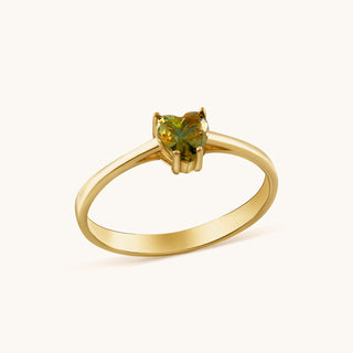 Ring in gold-plated sterling silver with champagne yellow Diaspore, side view
