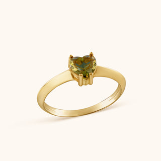 Ring in gold-plated sterling silver with champagne yellow Diaspore, side view