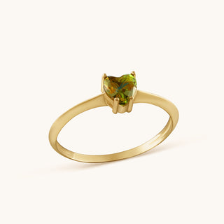 Ring in gold-plated sterling silver with champagne yellow Diaspore, side view