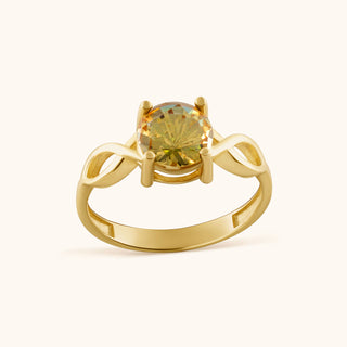 Ring in gold-plated sterling silver with champagne yellow Diaspore, side view