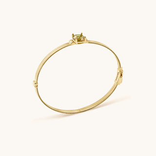 Bangle in gold-plated sterling silver with champagne yellow Diaspore, side view