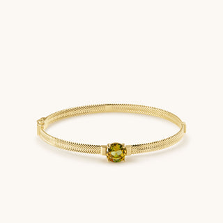 Bangle in gold-plated sterling silver with champagne yellow Diaspore, laid flat