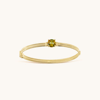 Bangle in gold-plated sterling silver with champagne yellow Diaspore, viewed from above