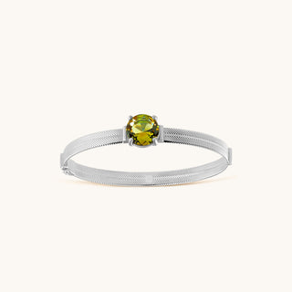Bangle in sterling silver with champagne yellow Diaspore, viewed from above