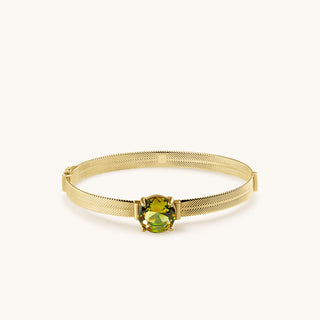 Bangle in gold-plated sterling silver with champagne yellow Diaspore, laid flat