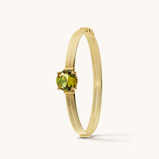 Bangle in gold-plated sterling silver with champagne yellow Diaspore, upright view