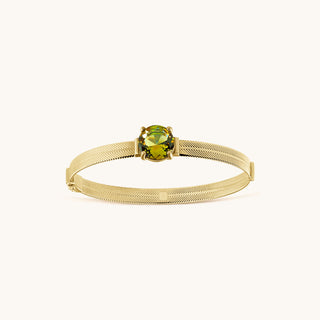 Bangle in gold-plated sterling silver with champagne yellow Diaspore, viewed from above