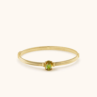 Bangle in gold-plated sterling silver with champagne yellow Diaspore, laid flat