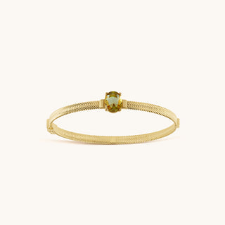 Bangle in gold-plated sterling silver with champagne yellow Diaspore, viewed from above