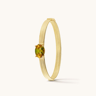 Bangle in gold-plated sterling silver with champagne yellow Diaspore, upright view