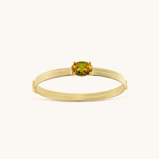 Bangle in gold-plated sterling silver with champagne yellow Diaspore, viewed from above