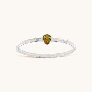 Bangle in sterling silver with champagne yellow Diaspore, viewed from above