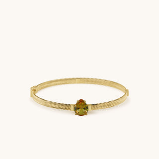 Bangle in gold-plated sterling silver with champagne yellow Diaspore, laid flat