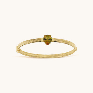 Bangle in gold-plated sterling silver with champagne yellow Diaspore, viewed from above