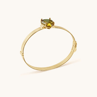 Bangle in gold-plated sterling silver with champagne yellow Diaspore, side view