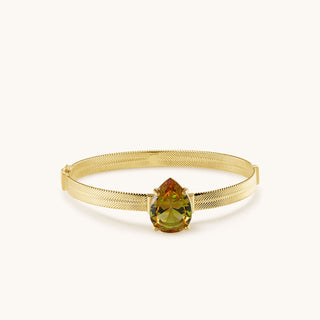 Bangle in gold-plated sterling silver with champagne yellow Diaspore, laid flat
