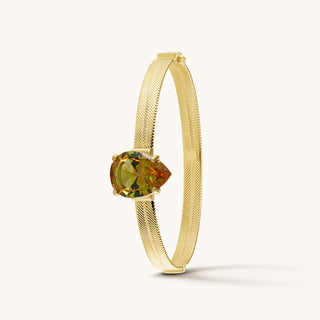 Bangle in gold-plated sterling silver with champagne yellow Diaspore, upright view
