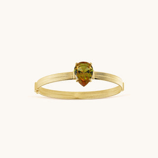 Bangle in gold-plated sterling silver with champagne yellow Diaspore, viewed from above