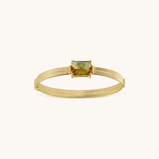 Bangle in gold-plated sterling silver with champagne yellow Diaspore, viewed from above