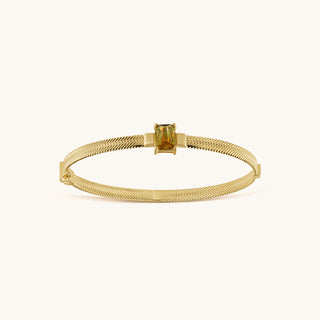 Bangle in gold-plated sterling silver with champagne yellow Diaspore, viewed from above