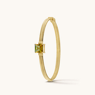 Bangle in gold-plated sterling silver with champagne yellow Diaspore, upright view