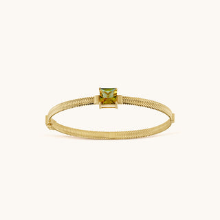 Bangle in gold-plated sterling silver with champagne yellow Diaspore, viewed from above
