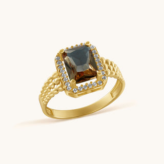 Ring in gold-plated sterling silver with champagne yellow Diaspore, side view