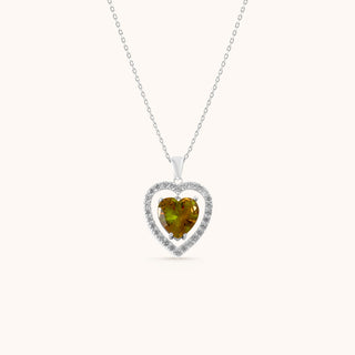 Necklace in sterling silver with champagne yellow Diaspore, front view