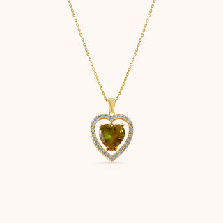 Necklace in gold-plated sterling silver with champagne yellow Diaspore, front view