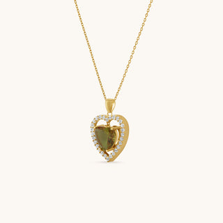 Necklace in gold-plated sterling silver with champagne yellow Diaspore, side view