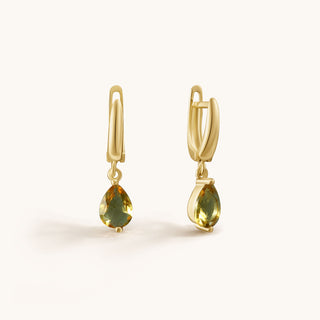 Earring in gold-plated sterling silver with champagne yellow Diaspore, front view