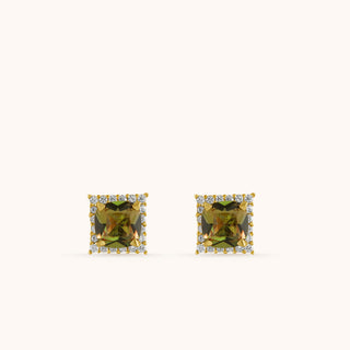 Earring in gold-plated sterling silver with champagne yellow Diaspore, side view