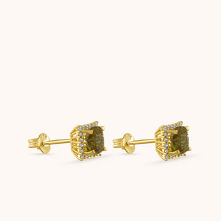 Earring in gold-plated sterling silver with champagne yellow Diaspore, side view