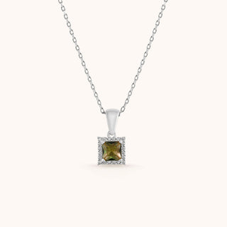 Necklace in sterling silver with champagne yellow Diaspore, front view