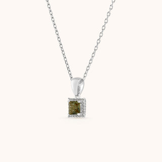 Necklace in sterling silver with champagne yellow Diaspore, side view