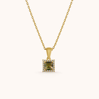 Necklace in gold-plated sterling silver with champagne yellow Diaspore, front view