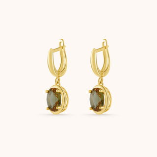 Earring in gold-plated sterling silver with champagne yellow Diaspore, side view