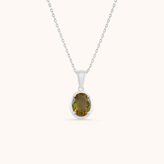 Necklace in sterling silver with champagne yellow Diaspore, front view